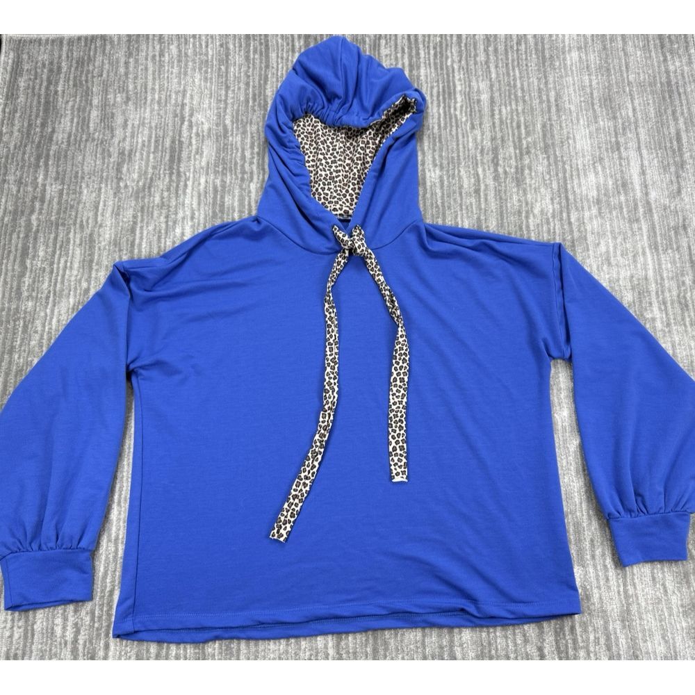 Icon Apparel Casual Blue Animal Print Hoodie Women's Size XL